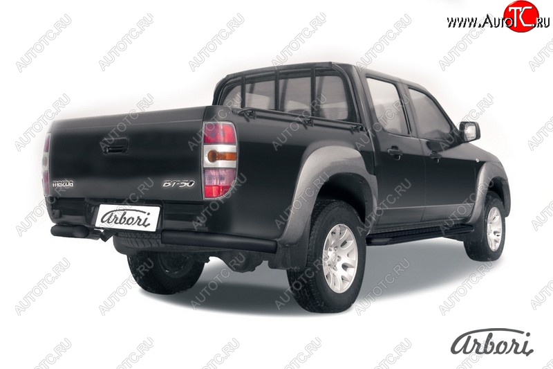 6 569 р. Защита заднего бампера Arbori (уголки, черная, 1 труба d76 mm). Mazda BT-50 (2006-2011)  с доставкой в г. Вологда