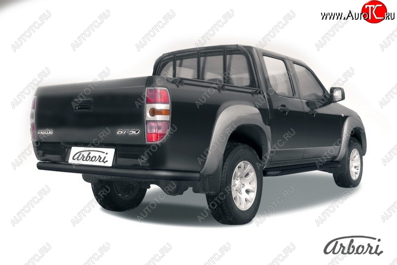 7 019 р. Защита заднего бампера Arbori (черная, 1 труба d76 mm). Mazda BT-50 (2006-2011)  с доставкой в г. Вологда