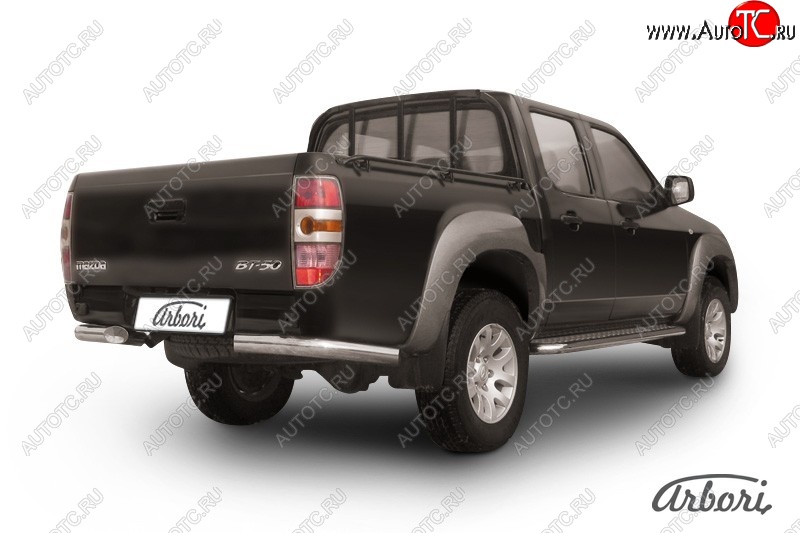12 509 р. Защита заднего бампера Arbori (уголки, нержавейка, 1 труба d76 mm). Mazda BT-50 (2006-2011)  с доставкой в г. Вологда