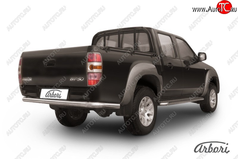 13 319 р. Защита заднего бампера Arbori (нержавейка, 1 труба d76 mm). Mazda BT-50 (2006-2011)  с доставкой в г. Вологда