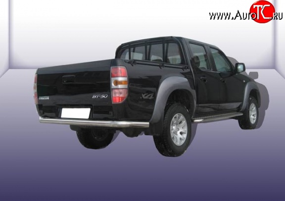 13 499 р. Одинарная защита заднего бампера из трубы диаметром 76 мм Slitkoff Mazda BT-50 (2006-2011) (Нержавейка, Полированная)  с доставкой в г. Вологда