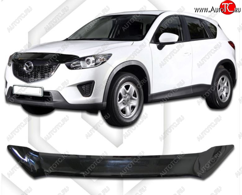 1 999 р. Дефлектор капота CA-Plastic Mazda CX-5 KE дорестайлинг (2011-2014) (Classic черный, Без надписи)  с доставкой в г. Вологда