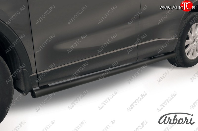 6 839 р. Защита штатных порогов Arbori (черная, d57 mm). Mazda CX-5 KE дорестайлинг (2011-2014)  с доставкой в г. Вологда