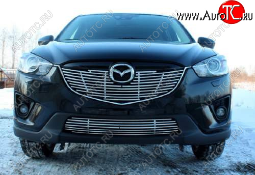 3 968 р. Декоративный элемент воздухозаборника Souz96 нержавеющая сталь Mazda CX-5 KE дорестайлинг (2011-2014) (Черная 10 мм)  с доставкой в г. Вологда