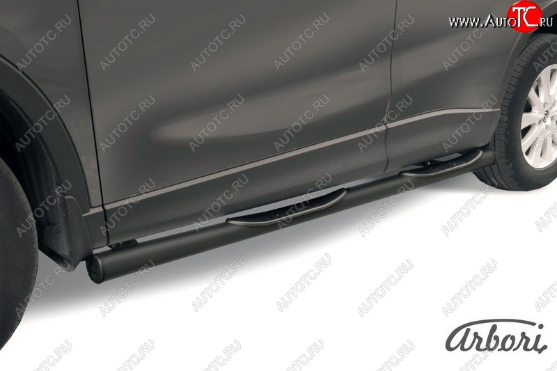 8 369 р. Защита штатных порогов Arbori (с проступью, черная, d76 mm). Mazda CX-5 KE рестайлинг (2015-2017)  с доставкой в г. Вологда