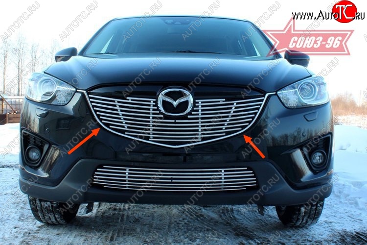 8 684 р. Декоративный элемент решетки радиатора Souz-96 (d10) Mazda CX-5 KE дорестайлинг (2011-2014)  с доставкой в г. Вологда