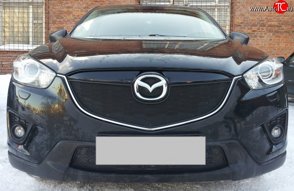 2 299 р. Нижняя сетка на бампер Russtal (черная) Mazda CX-5 KE дорестайлинг (2011-2014)  с доставкой в г. Вологда