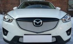 2 399 р. Нижняя сетка на бампер Russtal (хром) Mazda CX-5 KE дорестайлинг (2011-2014)  с доставкой в г. Вологда. Увеличить фотографию 2