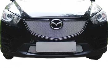 1 639 р. Защитная сетка на решетку радиатор Russtal Mazda CX-5 KE рестайлинг (2015-2017) (чёрная, без выреза под парктронник)  с доставкой в г. Вологда. Увеличить фотографию 3