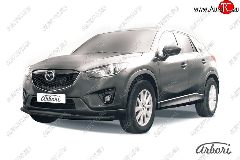 7 919 р. Защита переднего бампера Arbori (черная, 2 трубы d57 и 42 mm) Mazda CX-5 KE рестайлинг (2015-2017)  с доставкой в г. Вологда