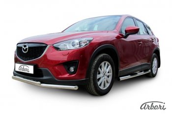 15 182 р. Защита переднего бампера Arbori (нержавейка, 2 трубы d57 и 42 mm) Mazda CX-5 KE рестайлинг (2015-2017)  с доставкой в г. Вологда. Увеличить фотографию 2