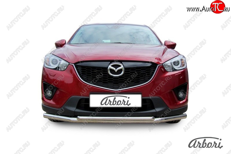 15 182 р. Защита переднего бампера Arbori (нержавейка, 2 трубы d57 и 42 mm) Mazda CX-5 KE рестайлинг (2015-2017)  с доставкой в г. Вологда