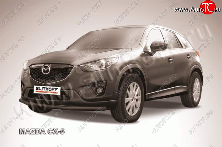 9 449 р. Защита переднего бампер Slitkoff Mazda CX-5 KE рестайлинг (2015-2017) (Цвет: серебристый)  с доставкой в г. Вологда