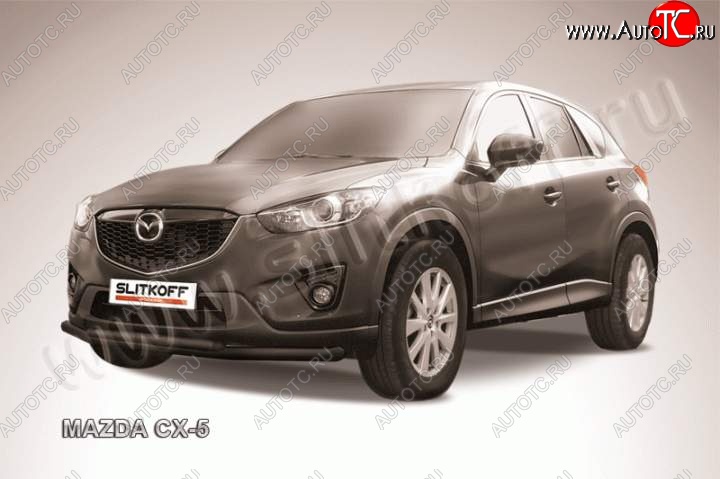 10 699 р. Защита переднего бампер Slitkoff Mazda CX-5 KE рестайлинг (2015-2017) (Цвет: серебристый)  с доставкой в г. Вологда