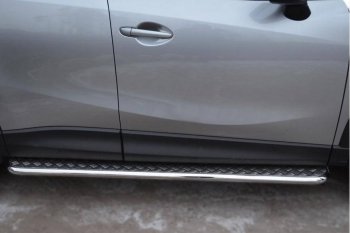 22 999 р. Широкая защита порогов с трубой диаметром 42 мм SLITKOFF v2 Mazda CX-5 KE рестайлинг (2015-2017)  с доставкой в г. Вологда. Увеличить фотографию 2