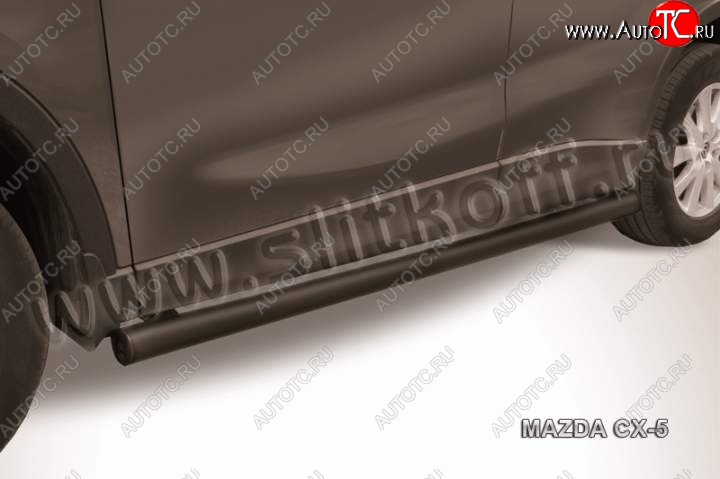 12 349 р. Защита порогов Slitkoff Mazda CX-5 KE дорестайлинг (2011-2014) (Цвет: серебристый)  с доставкой в г. Вологда