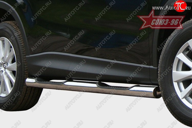 24 434 р. Защита порогов с проступью Souz-96 (d76) Mazda CX-5 KE дорестайлинг (2011-2014)  с доставкой в г. Вологда