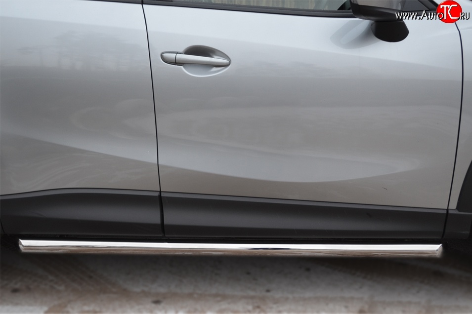 70 999 р. Защита порогов из круглой трубы диаметром 63 мм Russtal Mazda CX-5 KE дорестайлинг (2011-2014) (Защита порогов с со скосами на торцах (вариант 1))  с доставкой в г. Вологда