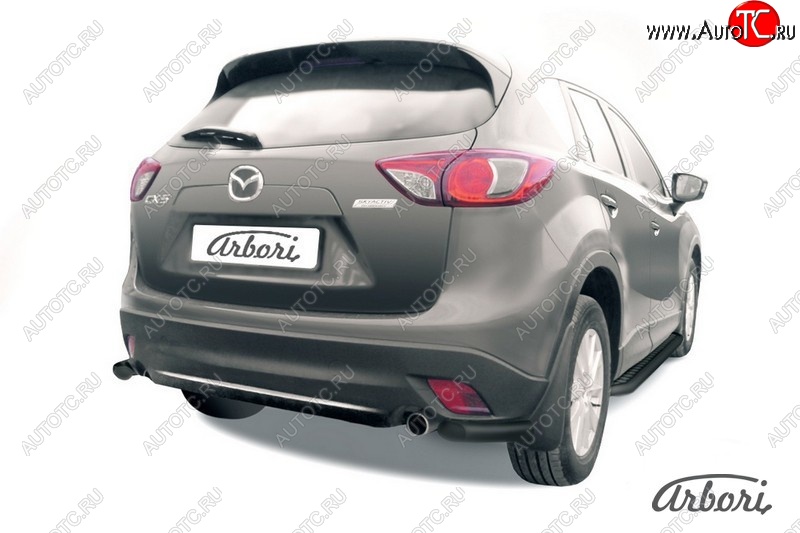 7 019 р. Защита заднего бампера Arbori (уголки, черная, 1 труба d57 mm). Mazda CX-5 KE дорестайлинг (2011-2014)  с доставкой в г. Вологда