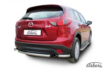 17 299 р. Защита заднего бампера Arbori (короткая, нержавейка, 1 труба d57 mm). Mazda CX-5 KE дорестайлинг (2011-2014)  с доставкой в г. Вологда. Увеличить фотографию 2