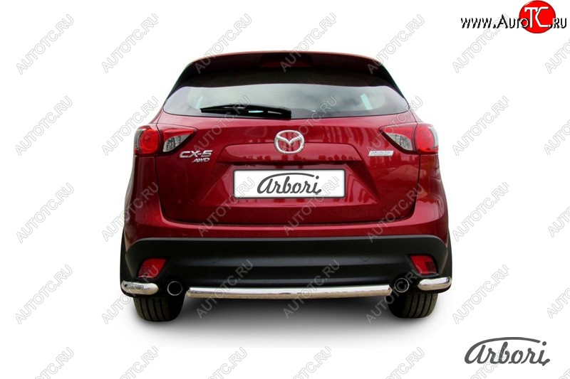 17 299 р. Защита заднего бампера Arbori (короткая, нержавейка, 1 труба d57 mm). Mazda CX-5 KE дорестайлинг (2011-2014)  с доставкой в г. Вологда
