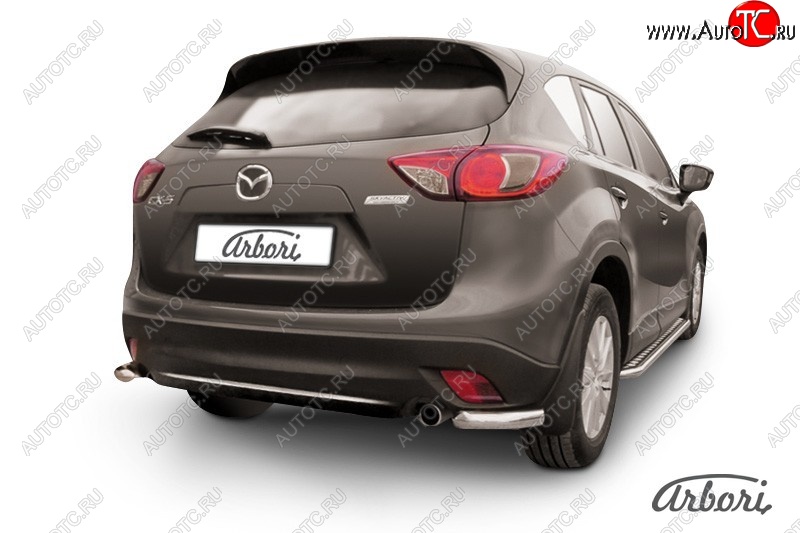 3 099 р. Защита заднего бампера Arbori (нержавейка, 1 труба d57 mm). Mazda CX-5 KE дорестайлинг (2011-2014)  с доставкой в г. Вологда