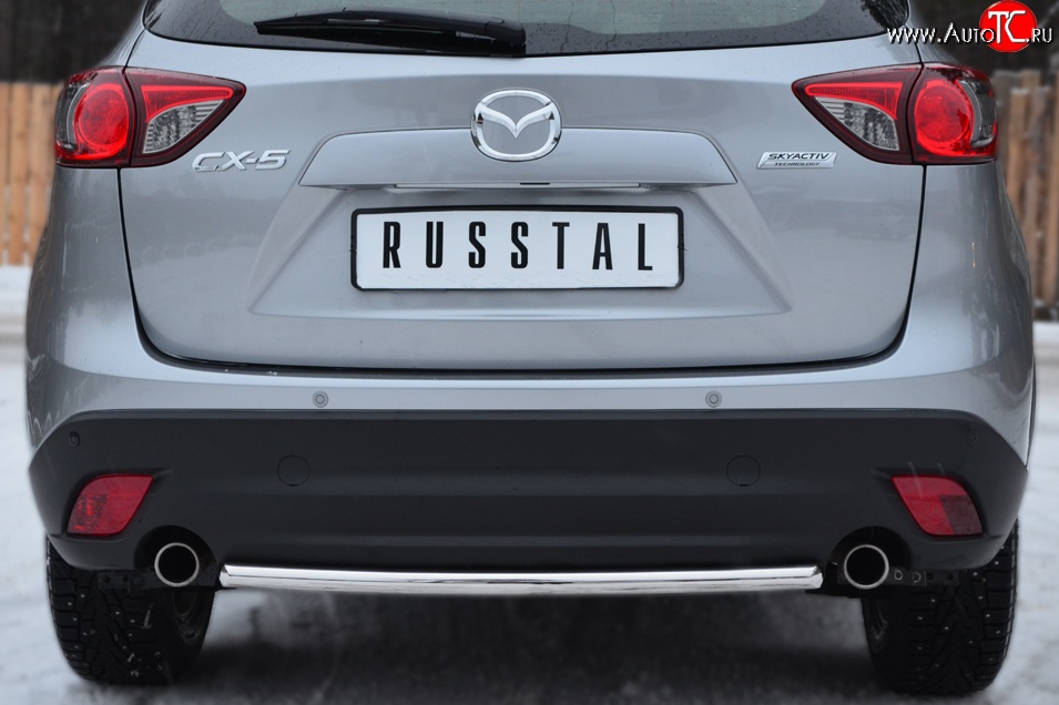 11 549 р. Одинарная защита заднего бампера из трубы диаметром 42 мм SLITKOFF Mazda CX-5 KE дорестайлинг (2011-2014)  с доставкой в г. Вологда