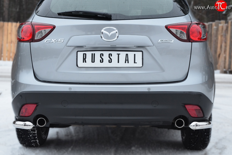 16 899 р. Защита заднего бампера (Ø63 мм уголки, нержавейка) SLITKOFF Mazda CX-5 KE дорестайлинг (2011-2014)  с доставкой в г. Вологда