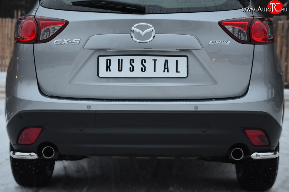 14 549 р. Защита заднего бампера (Ø63 мм уголки, нержавейка) SLITKOFF Mazda CX-5 KE дорестайлинг (2011-2014)  с доставкой в г. Вологда