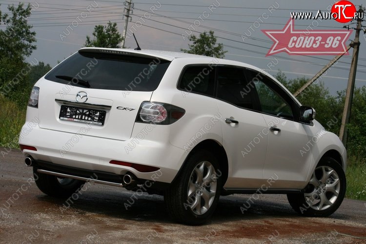 8 369 р. Защита заднего бампера Souz-96 (d42) Mazda CX-7 ER рестайлинг (2010-2012)  с доставкой в г. Вологда