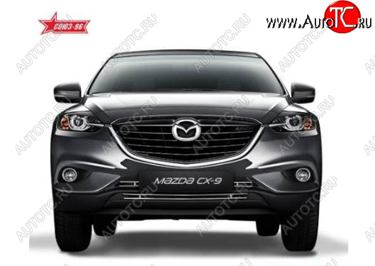 4 004 р. Декоративный элемент воздухозаборника Souz96 Mazda CX-9 TC дорестайлинг (2015-2025) (Черная 16 мм)  с доставкой в г. Вологда