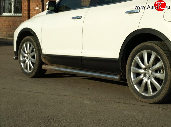 12 699 р. Защита порогов из круглой трубы d76 мм Металл Дизайн Mazda CX-9 TB дорестайлинг (2007-2009) (полированная нержавейка)  с доставкой в г. Вологда