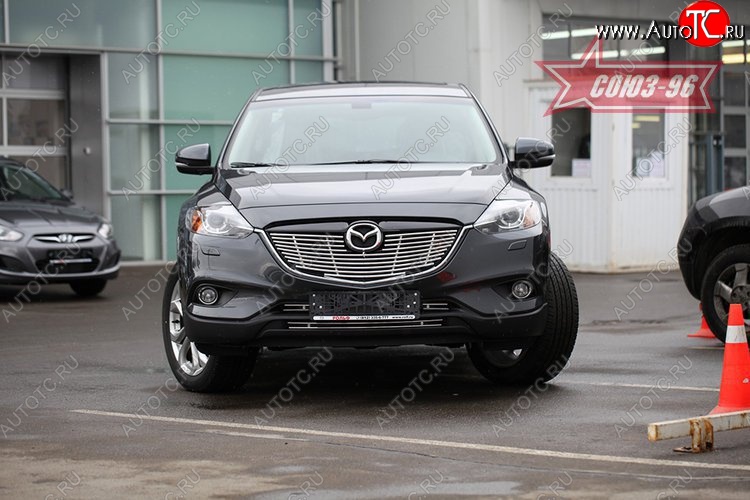 8 504 р. Декоративный элемент решетки радиатора Souz-96 (d10) Mazda CX-9 TB дорестайлинг (2007-2009)  с доставкой в г. Вологда
