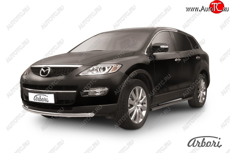 11 609 р. Защита переднего бампера Arbori (нержавейка, 1 труба d57 mm). Mazda CX-9 TB дорестайлинг (2007-2009)  с доставкой в г. Вологда