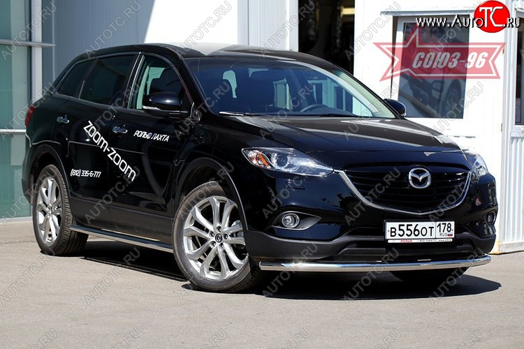 18 179 р. Защита переднего бампера одинарная рестайлинг Souz-96 (d60). Mazda CX-9 TB дорестайлинг (2007-2009)  с доставкой в г. Вологда