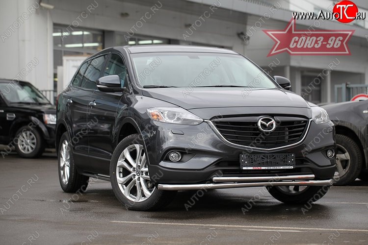 21 194 р. Защита переднего бампера двойная Souz-96 (d60/42). Mazda CX-9 TB дорестайлинг (2007-2009)  с доставкой в г. Вологда