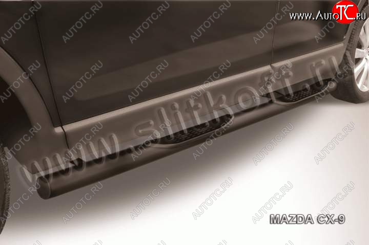 12 399 р. Защита порогов Slitkoff Mazda CX-9 TC дорестайлинг (2015-2025) (Цвет: серебристый)  с доставкой в г. Вологда