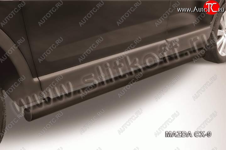 10 649 р. Защита порогов Slitkoff Mazda CX-9 TB дорестайлинг (2007-2009) (Цвет: серебристый)  с доставкой в г. Вологда