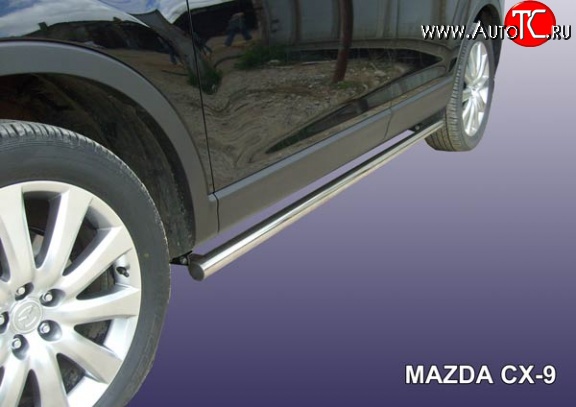 13 999 р. Защита порогов из круглой трубы диаметром 57 мм Slitkoff Mazda CX-9 TB дорестайлинг (2007-2009) (Нержавейка, Полированная)  с доставкой в г. Вологда