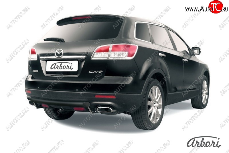 5 399 р. Защита заднего бампера Arbori (короткая, черная, 1 труба d57 mm). Mazda CX-9 TB дорестайлинг (2007-2009)  с доставкой в г. Вологда