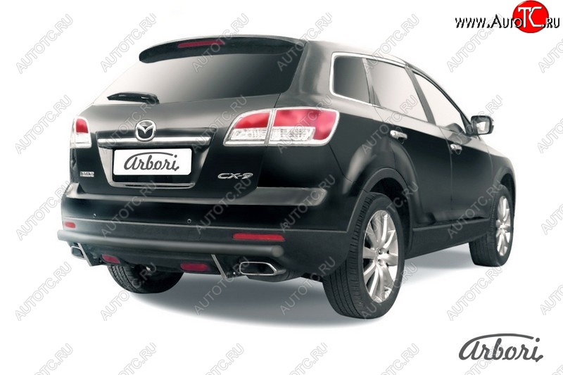 7 379 р. Защита заднего бампера Arbori (черная, 1 труба d57 mm). Mazda CX-9 TB дорестайлинг (2007-2009)  с доставкой в г. Вологда