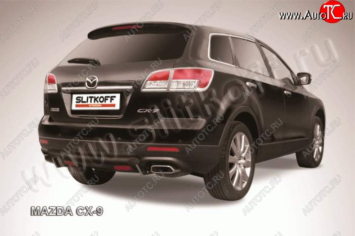 6 399 р. Защита задняя Slitkoff Mazda CX-9 TB дорестайлинг (2007-2009) (Цвет: серебристый)  с доставкой в г. Вологда