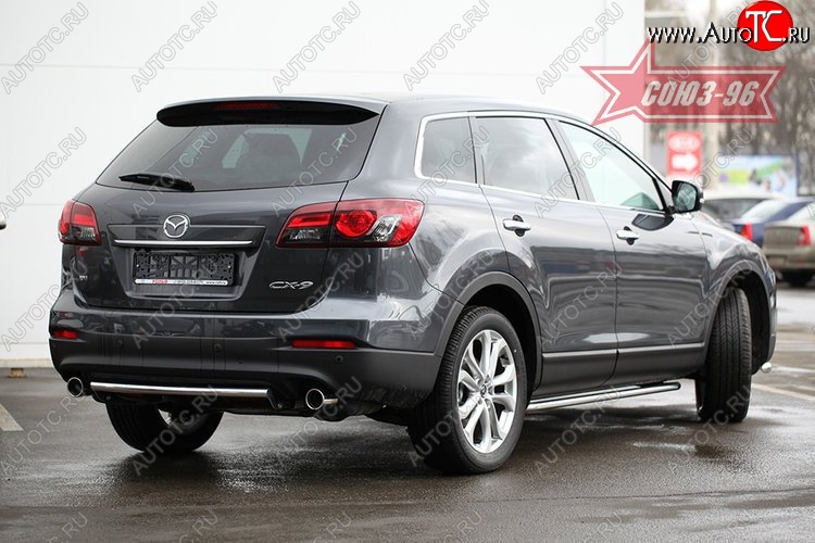 13 409 р. Защита заднего бампера из короткой трубы d42 Souz-96 Mazda CX-9 TB дорестайлинг (2007-2009)  с доставкой в г. Вологда