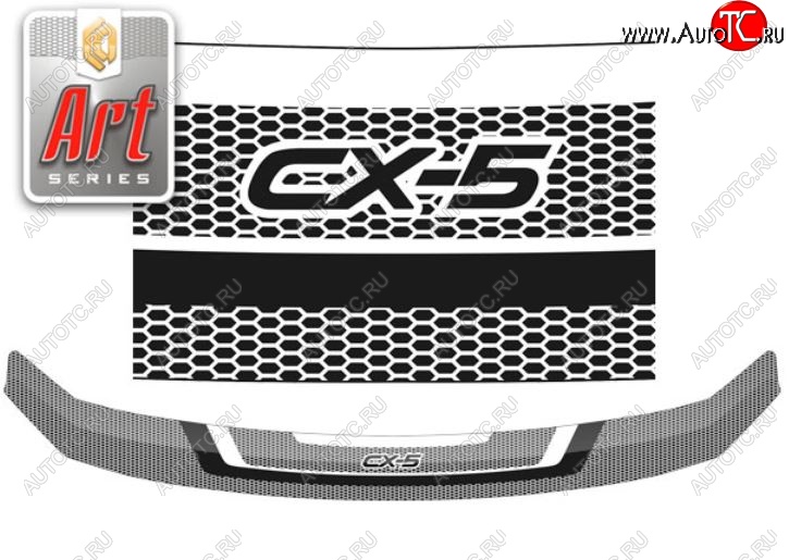 2 199 р. Дефлектор капота CA-Plastiс  Mazda CX-5  KF (2016-2025) (Серия Art черная)  с доставкой в г. Вологда