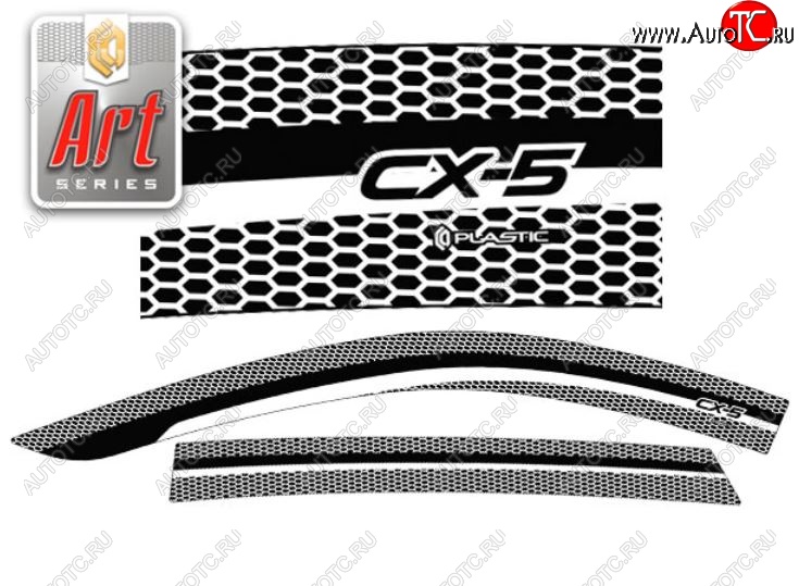 2 199 р. Дефлектора окон CA-Plastic  Mazda CX-5  KF (2016-2025) (Серия Art серебро, Без хром.молдинга)  с доставкой в г. Вологда