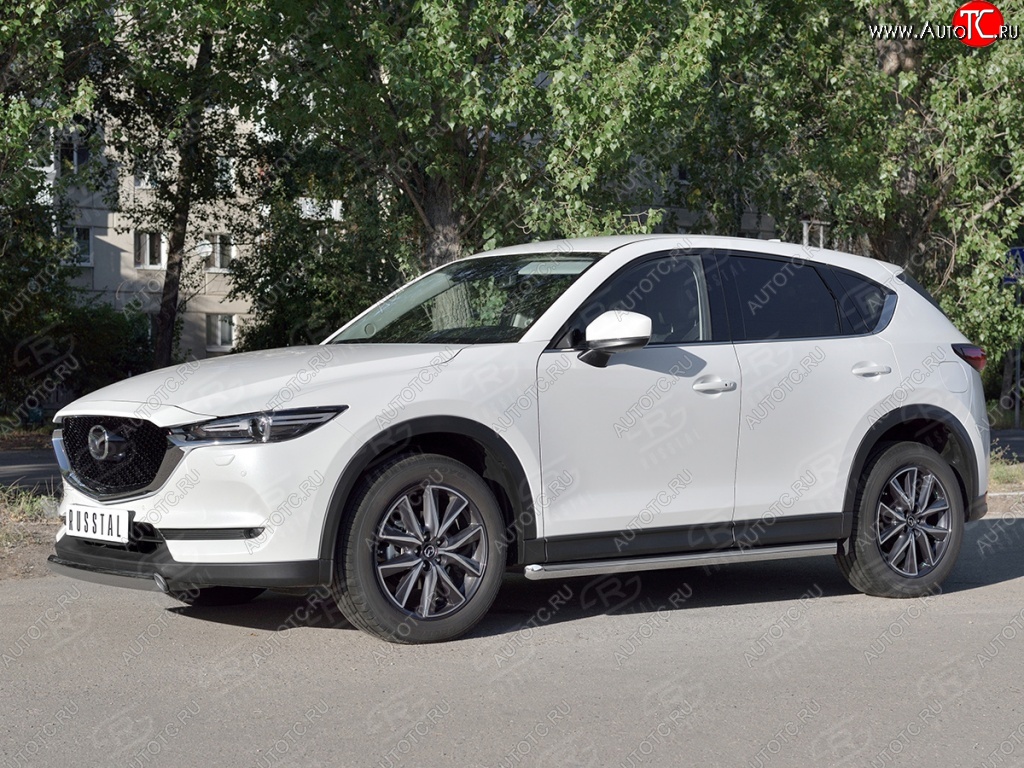 11 599 р. Защита переднего бампера из овальной трубы диаметром 75x42 мм Russtal Mazda CX-5 KF (2016-2025)  с доставкой в г. Вологда