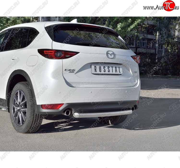 12 349 р. Защита заднего бампера (Ø63 мм дуга, нержавейка) SLITKOFF Mazda CX-5 KF (2016-2025)  с доставкой в г. Вологда