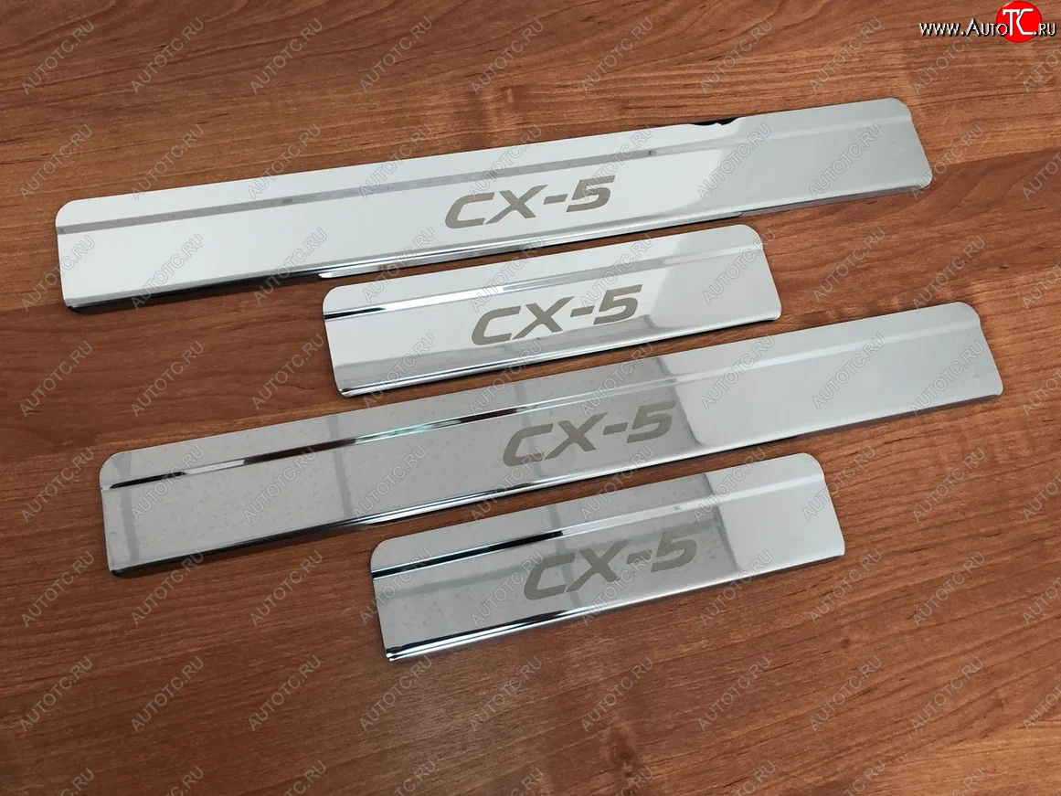2 199 р. Накладки порожков салона INOX  Mazda CX-5  KF (2016-2025) (Нержавеющая сталь)  с доставкой в г. Вологда