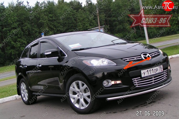 6 974 р. Декоративные элементы решетки радиатора Souz-96 (d16) Mazda CX-7 ER дорестайлинг (2006-2010)  с доставкой в г. Вологда