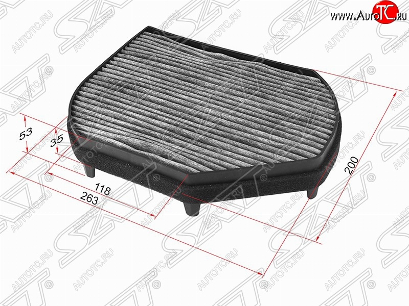 379 р. Фильтр салонный SAT (угольный 263х200х53/35 mm)  Mercedes-Benz C-Class ( S202,  W202) - SLK class  R170  с доставкой в г. Вологда